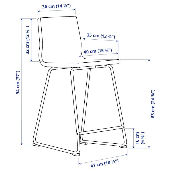 IKEA LILLANAS Барний стілець, хром/Gunnared темно-сірий, 63 см 90534791 фото