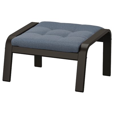 IKEA POANG Footstool, black-brown/Gunnared blue 29502195 фото