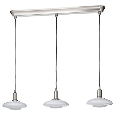 IKEA TALLBYN Підвісна лампа/3 лампочки, нікельоване/опалове біле скло, 89 см 50489842 фото
