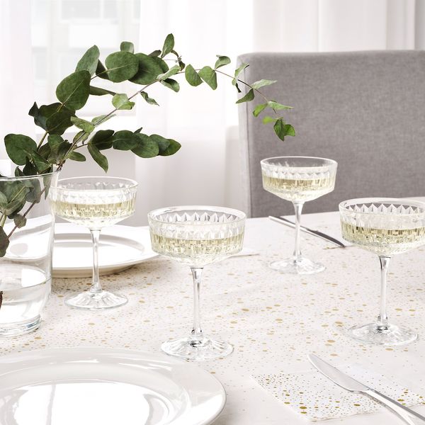 IKEA SALLSKAPLIG Келих для шампанського, безбарвне скло/візерунок, 210 мл 90472905 фото