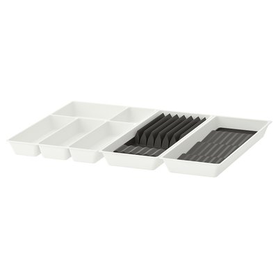 IKEA UPPDATERA Таця для столових приборів/2 таці з перегородками для приправ, білий/антрацит, 72x50 см 99501003 фото