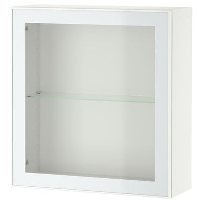IKEA BESTA Комбінація настінних шафок, біла Glassvik/білий/світло-зелений прозоре скло, 60x22x64 см 69489173 фото