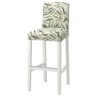 IKEA BERGMUND Барний стілець зі спинкою, білий/Fagelfors різнокольоровий, 75 см 79399761 фото