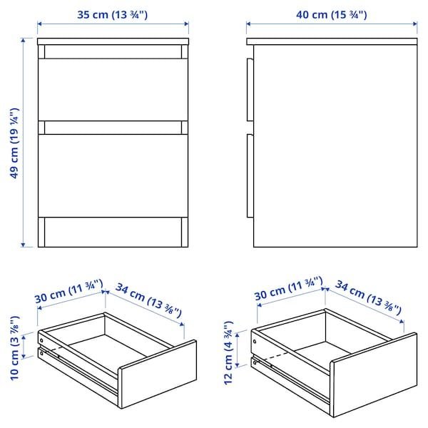 IKEA KULLEN Комод, 2 шухляди, білий, 35x49 см 80309241 фото