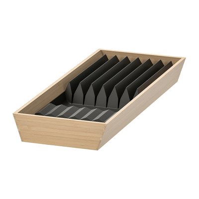 IKEA UPPDATERA Поднос с вставкой для ножей, светлый бамбук/антрацит, 20x50 см 69432704 фото