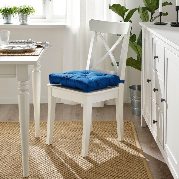 IKEA MALINDA Подушка на стілець, темно-синій, 40/35x38x7 см 40522192 фото