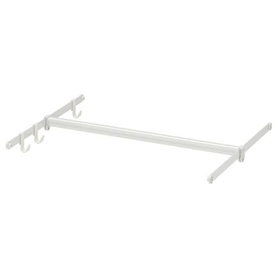 IKEA HJALPA Труба для одягу + 2 рейки + 3 гачки, регульовані/білий, 60-100x55 см 19428295 фото