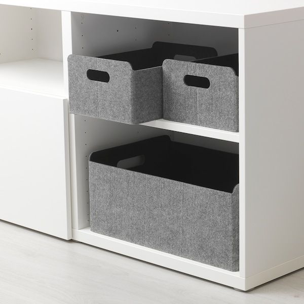 IKEA BESTA Коробка, сіра, 25x31x15 см 00307552 фото