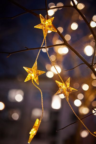 IKEA STRALA Гірлянда LED, 24 лампочки, зірка мерехтлива/зовнішня золотого кольору 10563141 фото