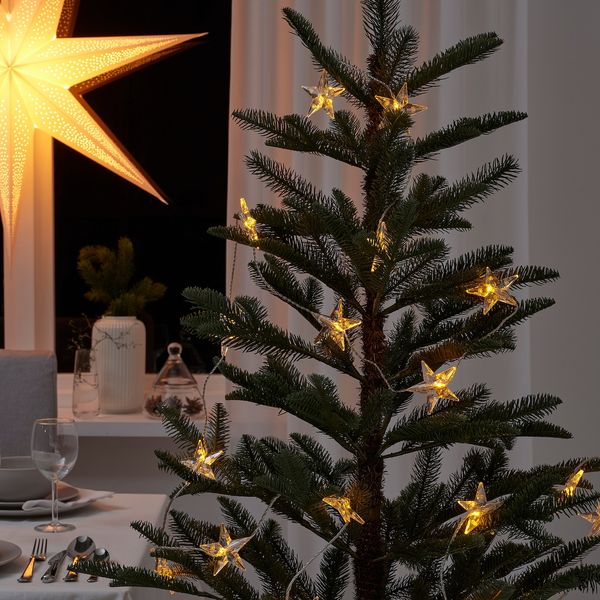IKEA STRALA Гірлянда LED, 24 лампочки, зірка мерехтлива/зовнішня золотого кольору 10563141 фото