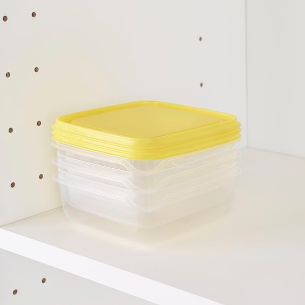 IKEA PRUTA Контейнер для хранения продуктов, прозрачный/жёлтый, 0.6 л 90335843 фото
