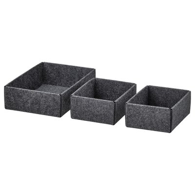IKEA UPPDATERA Коробка, 3 шт., сірий 20544185 фото
