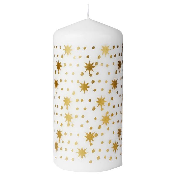 IKEA VINTERFINT Безароматна блокова свічка, золотистого кольору, 14 см 90551907 фото