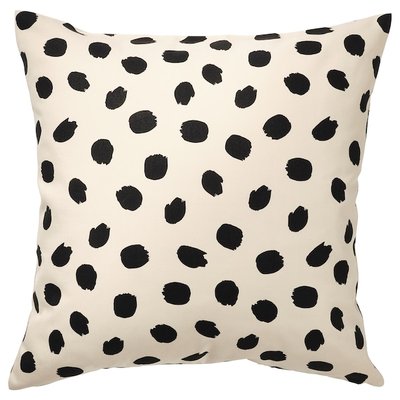 IKEA ODDNY Чехол для подушки, кремовый/с черным горошком, 50x50 см 40523827 фото
