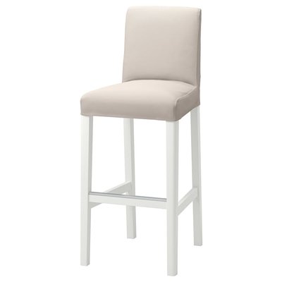 IKEA BERGMUND Барний стілець із спинкою, білий/Hallarp бежевий, 75 см 69388211 фото