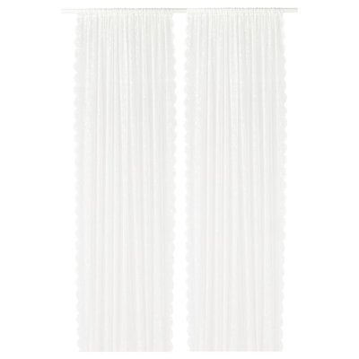 IKEA LILLYANA Фіранки, 2 шт., білий/квітковий, 145x300 см 30386524 фото