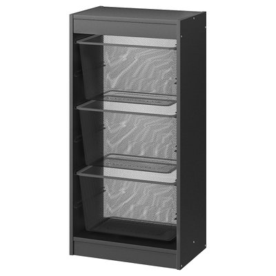 IKEA TROFAST Стелаж з контейнерами, сірий/темно-сірий, 46x30x94 см 49515093 фото