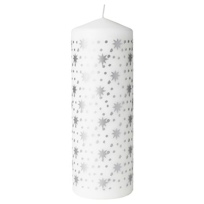 IKEA VINTERFINT Беззапашна свічка-блок, срібна, 19 см 00551898 фото