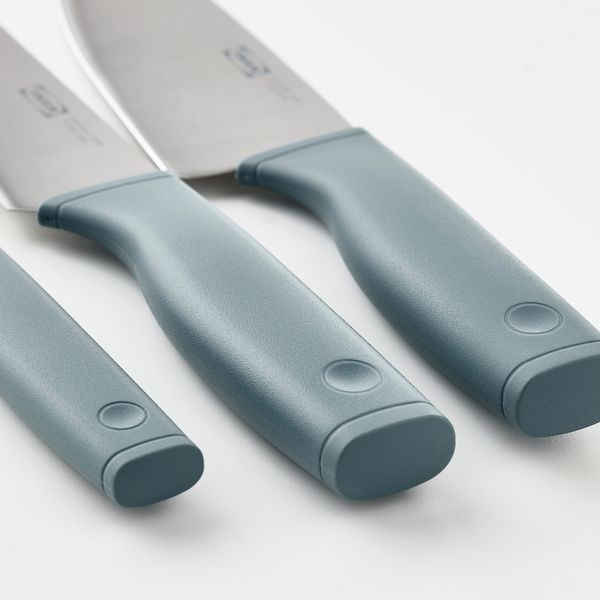 IKEA TIGERBARB Набір ножів, 3 шт., сіро-бірюзовий 00559578 фото
