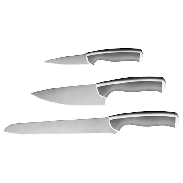 IKEA ANDLIG Набор ножей, 3 шт., светло-серый/белый 70257624 фото